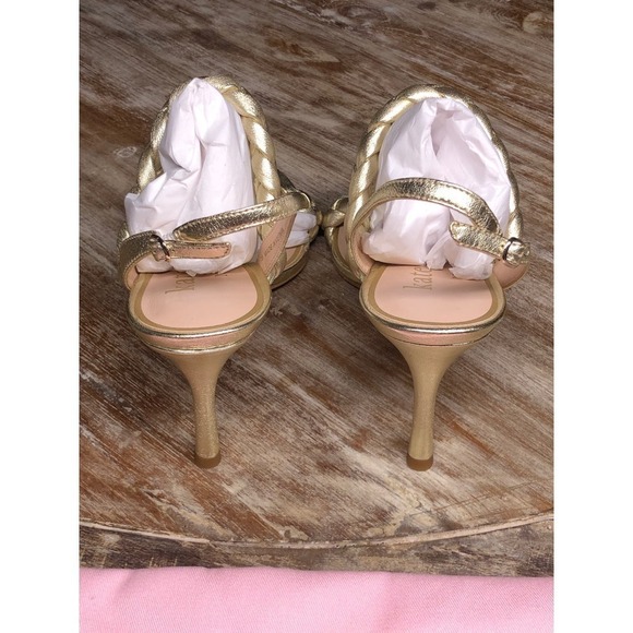 Kate Spade Saffron Heel Slingback Antique Gold Metallic Leather NEW 7 US - Picture 4 of 9